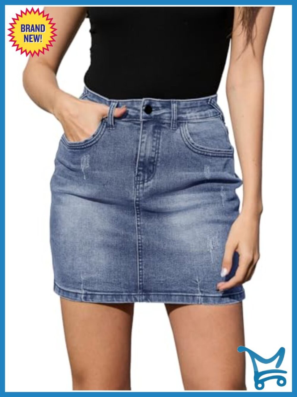Women's Mini Jean Skirt Stretchy High Waist Bodycon Denim Short Skirt with